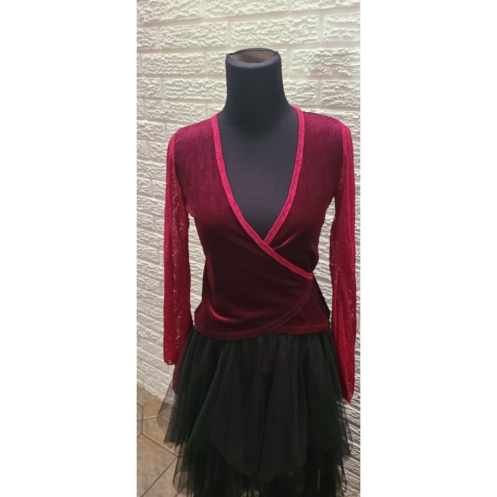 Sno Skins Velvet Burnout Shirt Size S Faux Wrap Fitted Vintage 90s Fairy Grunge